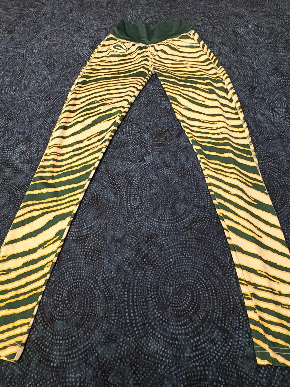 Vintage Zubaz Green Bay Zebra Print High-Waist Leggings